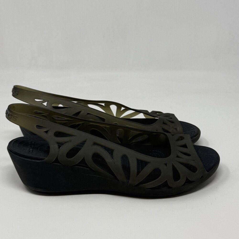 Crocs Adrina III Wedge Sandals Womens 9 Black Open Toe Summer Comfort Casual